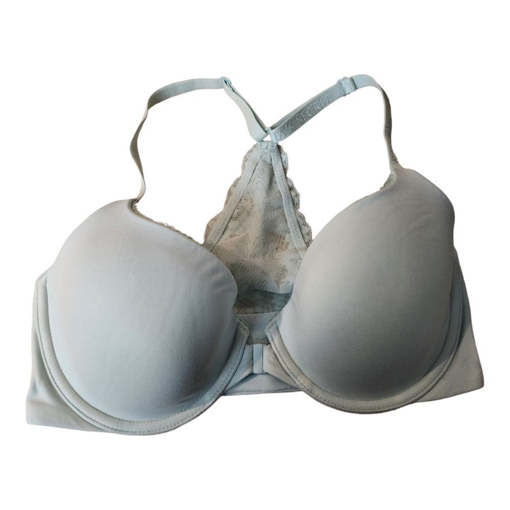 Victoria's Secret Lined Demi Bra Racerback Size 32DD Light Blue.
